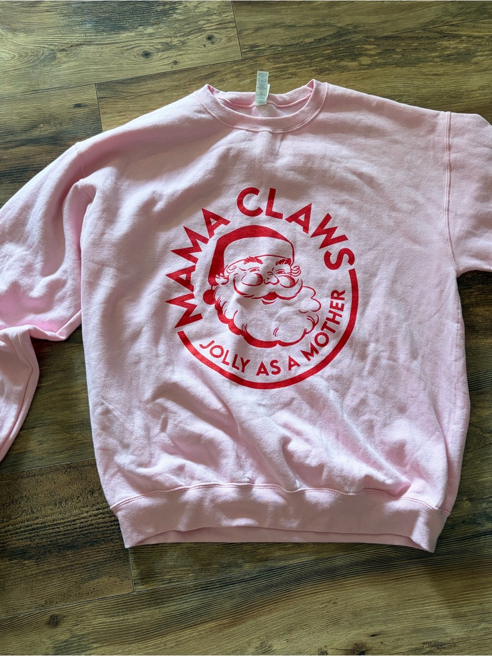 Jerzees Pink Crewneck Sweatshirt with Red 'Mama Claws' Graphic